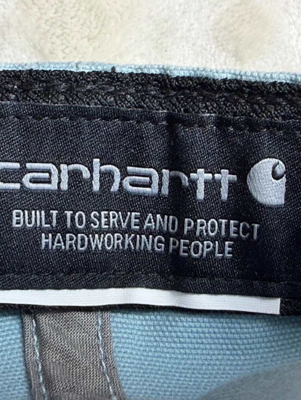 Carhartt Odessa Cap Hat Light Sky Blue Canvas Leather Logo Patch Adjustable